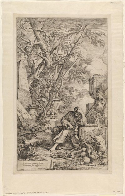 Demokritos meditaatiossa tekijältä Salvator Rosa