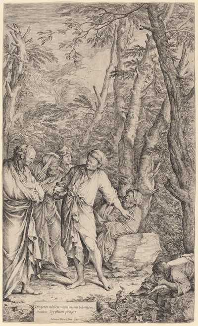 Diogenes heittää kulhonsa pois tekijältä Salvator Rosa