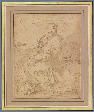 Pyhä Franciscus, luonnos. 1649-60 tekijältä Salvator Rosa