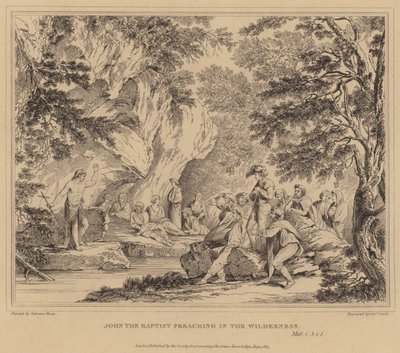 Johannes Kastaja saarnaa erämaassa, Matteus tekijältä Salvator Rosa
