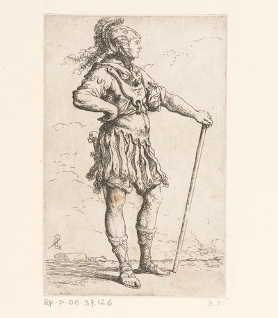 Sotilas kepillä Pienet hahmot (sarjan nimi) Figuriini (sarjan nimi) tekijältä Salvator Rosa