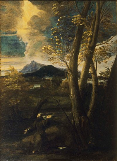 Pyhä Franciscus hurmiossa tekijältä Salvator Rosa