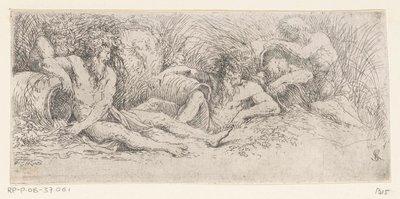 Viisi joen jumalaa uurnoilla Tritons and River Gods (sarjan nimi) tekijältä Salvator Rosa
