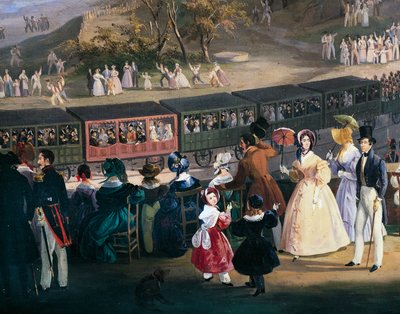 Ferdinand II junassa Napoli-Portici-rautatien neitsytmatkalla lokakuussa tekijältä Salvatore Fergola