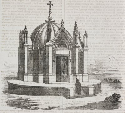 Pyhän Louisin kappeli Tunisissa, Tunisiassa, Salvatore Puglian litografia Poliorama Pittorescosta, n:o 38, 27. huhtikuuta tekijältä Salvatore Puglia