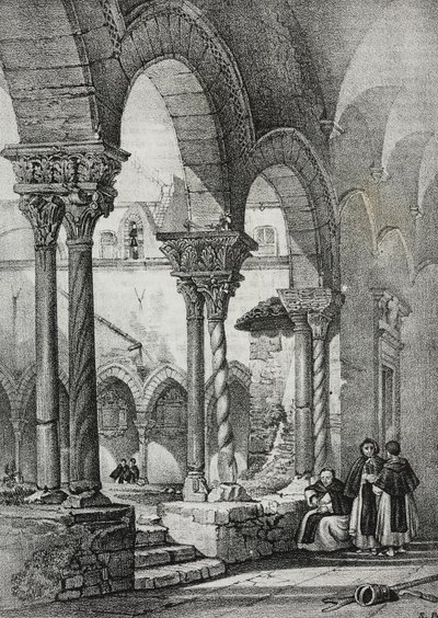 Pyhän Dominicin kirkon luostari, Palermo, Salvatore Puglian litografia Poliorama Pittorescosta, n:o 11, 23. lokakuuta tekijältä Salvatore Puglia