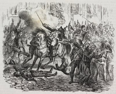 Madridin kapina, Salvatore Puglian litografia Cesare Malpican (1804-1848) Napoleonin historiasta, Poliorama Pittoresco, n:o 47, 1. heinäkuuta tekijältä Salvatore Puglia
