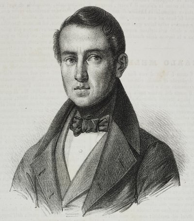 Retrato de Carlo Mele (1792-1841), litografia de Salvatore Puglia de Poliorama Pittoresco, n 15, 20 de novembro finlandês tekijältä Salvatore Puglia