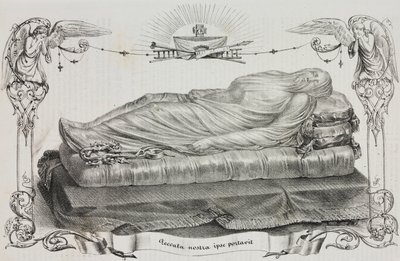 Cristo velado por Giuseppe Sanmartino (cerca de 1720-1793), Cappella Sansevero, Nápoles, Campania, Itália, litografia de Salvatore Puglia de Poliorama Pittoresco, n 33, 26 de março finlandês tekijältä Salvatore Puglia