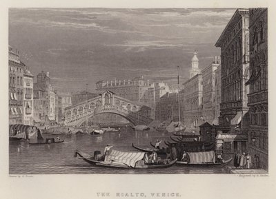 Rialto, Venetsia (väri litho) tekijältä Samuel (after) Prout