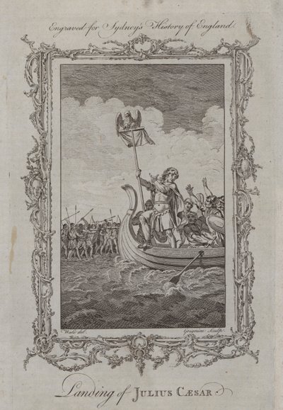 Julius Caesarin laskeutuminen (kaiverrus) tekijältä Samuel (after) Wale