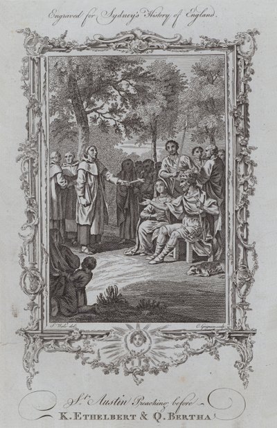 St Austin saarnaa ennen K Ethelbertiä ja Q Berthaa (kaiverrus) tekijältä Samuel (after) Wale