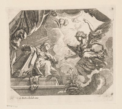 Ilmoitus Marialle Erilaisia ​​malleja (sarjan nimi) Opera Varia Historica, Poetica & Iconologica (sarjan nimi) tekijältä Samuel Bottschild