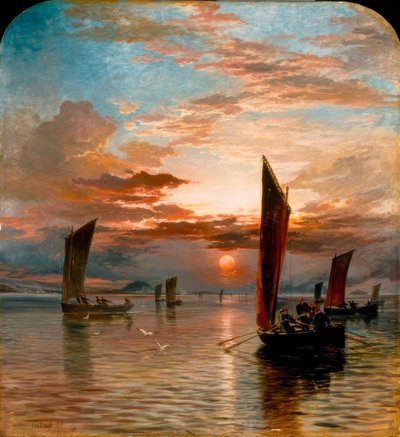 Auringonlasku Forthin yllä tekijältä Samuel Bough