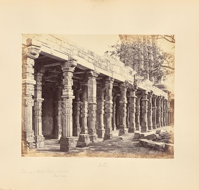 Delhi; Hindupilarien kolonnadi Kutub Minarilla, itäpuoli tekijältä Samuel Bourne