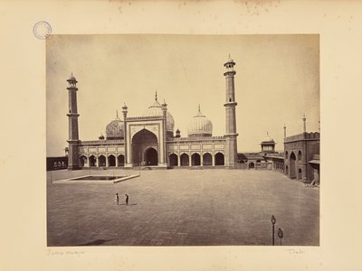 Delhi; Jumma Masjid, moskeija ja sisäpiha tekijältä Samuel Bourne