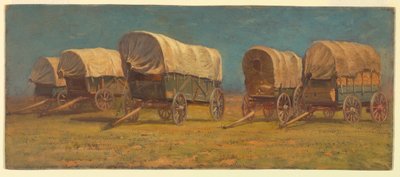 `Piirustus, tutkimus, katetut vaunut, mahdollisesti 1871 tekijältä Samuel Colman