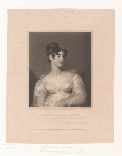 Portret van Elizabeth Leveson-Gower Elizabeth kreivitär Grovenor (nimi esineessä) tekijältä Samuel Cousins