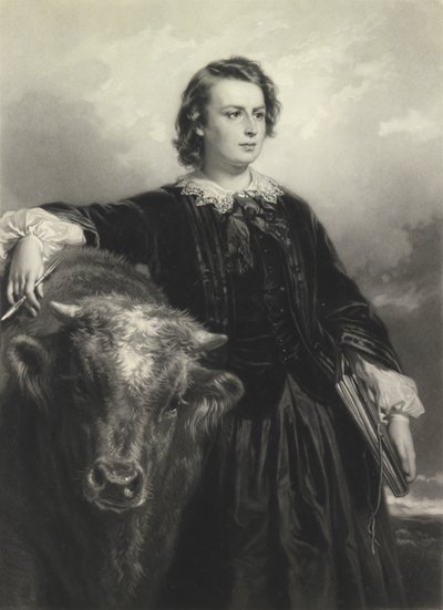 Rosa Bonheur kolmekymmentäneljänä (mezzotint) tekijältä Samuel Cousins