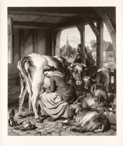The Maid and Magpie (mezzotint) finlandès tekijältä Samuel Cousins