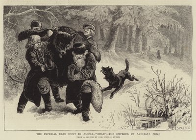 Keisarillinen karhunmetsästys Venäjällä, kuollut, Itävallan keisarin palkinto tekijältä Samuel Edmund Waller