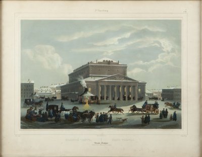Pietarin keisarillinen Bolshoi Kamenny -teatteri, 1840-luvun loppu. tekijältä Samuel Friedrich Diez