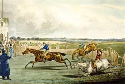 Forth Mile, Steeplechasingista, kaiverrus Charles Hunt (1829-1900) (väri litho) tekijältä Samuel Henry (after) Alken