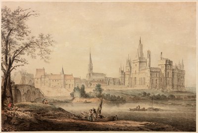 Ranskalainen linna, 1770 (kynä ja muste ja wc paperilla) tekijältä Samuel Hieronymous Grimm