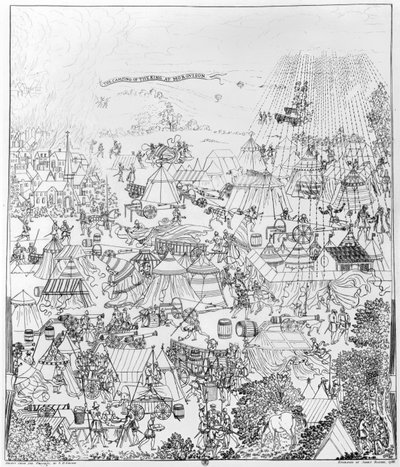 Kuningas Henrik VIII:n leiri Marquisonissa heinäkuussa 1544, kaivertanut James Basire, 1788 tekijältä Samuel Hieronymous Grimm