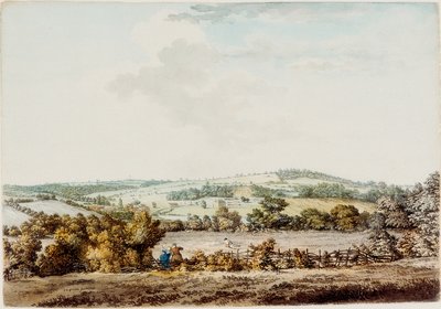 The Old House at Grange and Barber Wood, 1787 (kynä ja muste ja wc paperilla) tekijältä Samuel Hieronymous Grimm