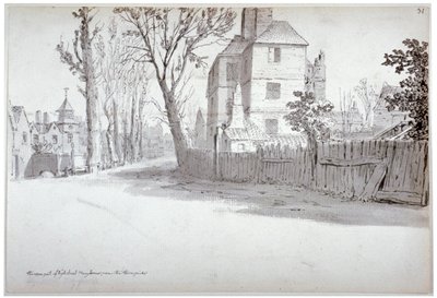 Näkymä St Marylebone High Streetin yläosaan ja torneelle, Lontoo, 1772 tekijältä Samuel Hieronymus Grimm