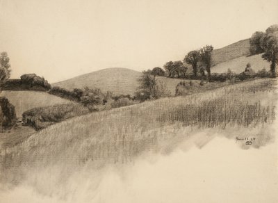 Maaseutumaisema, 1884 (hiili kiiltävälle paperille) tekijältä Samuel Isham
