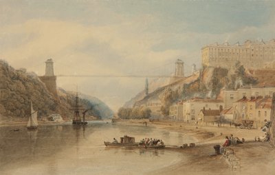 Ehdotettu riippusilta Ronham Ferryltä, n. 1836 tekijältä Samuel Jackson