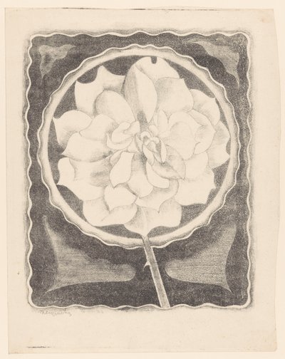 Ruusu (ympyrässä, aaltoileva reuna) tekijältä Samuel Jessurun de Mesquita (signed by artist)