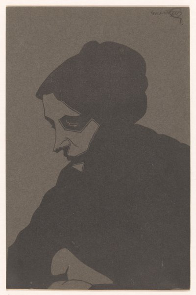 Nainen kolmineljännesnäkymässä vasemmalla, varjossa tekijältä Samuel Jessurun de Mesquita (signed by artist)