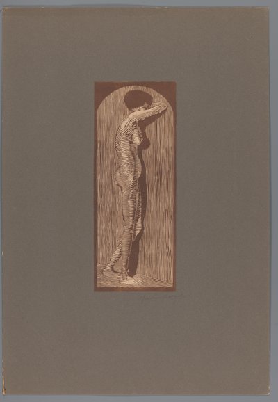 Nainen alaston seisoo Suru (alkuperäinen nimi) tekijältä Samuel Jessurun de Mesquita (signed by artist)