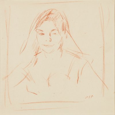 Tyttö hunnulla (sangviini) tekijältä Samuel John Peploe