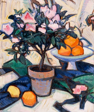 Vaaleanpunainen atsalea ja appelsiinit, n. 1913 tekijältä Samuel John Peploe