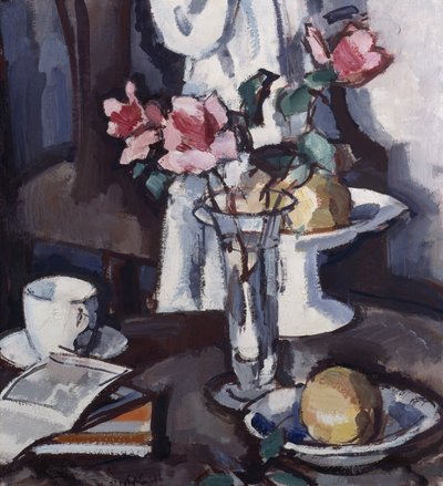 Asetelma punaisilla ruusuilla, n. 1931 (öljy kankaalle) tekijältä Samuel John Peploe