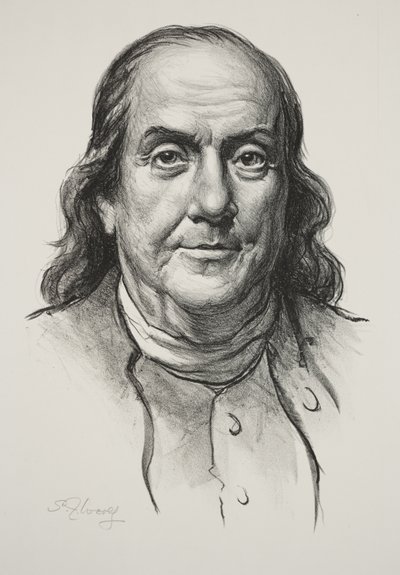 Benjamin Franklin (litho) tekijältä Samuel Johnson Woolf
