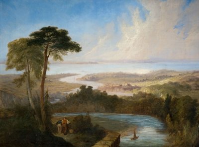 Panoraamanäkymä Severnin suistoon, 1800-luvun alkupuoli. tekijältä Samuel Lines