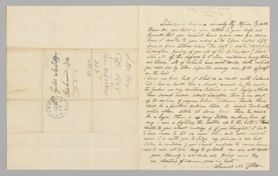 Samuel M. Foxin kirje Giles Saundersille koskien orjakauppaa, 17. huhtikuuta 1848. tekijältä Samuel M. Fox