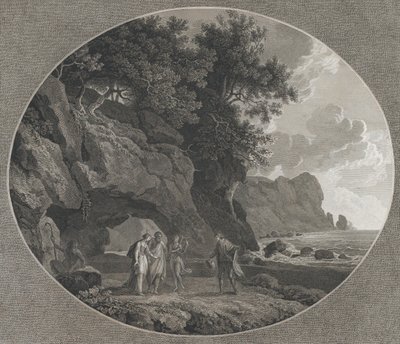 Myrsky, näytös I: Ferdinand ja Miranda, 1788. tekijältä Samuel Middiman