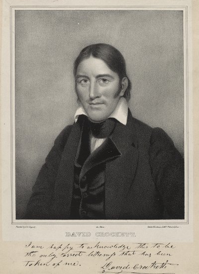 David Crockett, n. 1835 (litografia chine colléssa) tekijältä Samuel Osgood