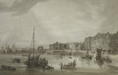 Margate Harbour, 1806 (ruskea pesu grafiitin päällä) tekijältä Samuel Owen