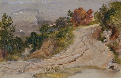 Vuoristotie Italiassa (lyijykynä, akvarelli ja vartalon väri) tekijältä Samuel Palmer
