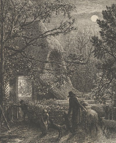 Joulu eli viimeisen lampaan taittaminen, 1850. tekijältä Samuel Palmer