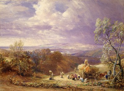 Sadonkorjuu (wc ja vartalon väri paperilla) tekijältä Samuel Palmer