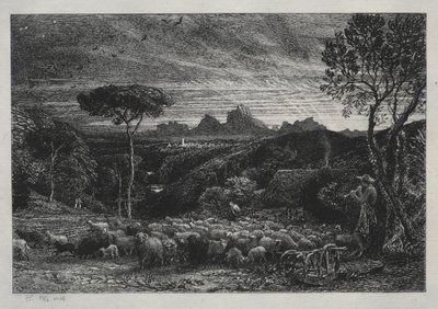Kannen avaaminen, 1880. tekijältä Samuel Palmer