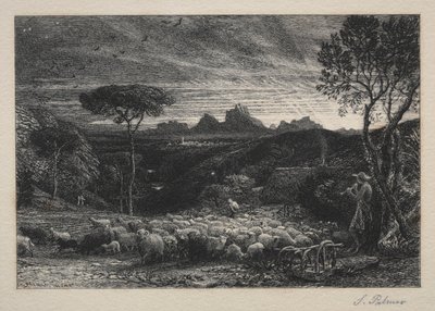 Kannen avaaminen, 1880. tekijältä Samuel Palmer